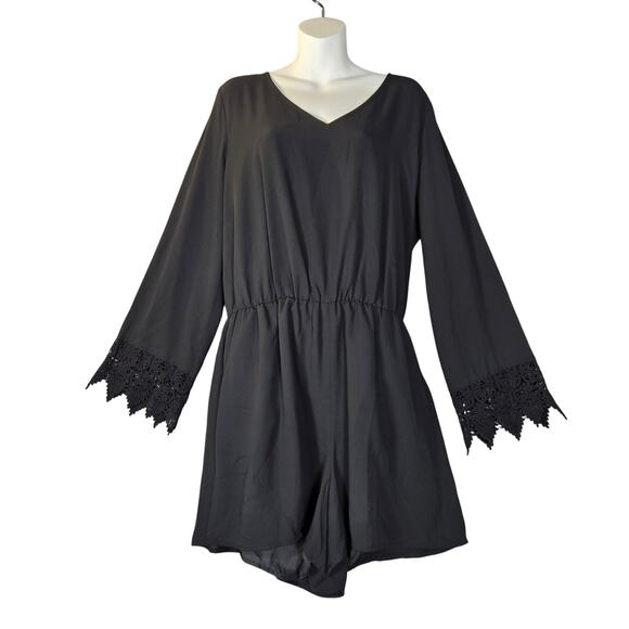 Decree Women XL Romper Shorts Black Pockets Flowy Casual Goth Witchy Whimsigoth - Picture 1 of 16